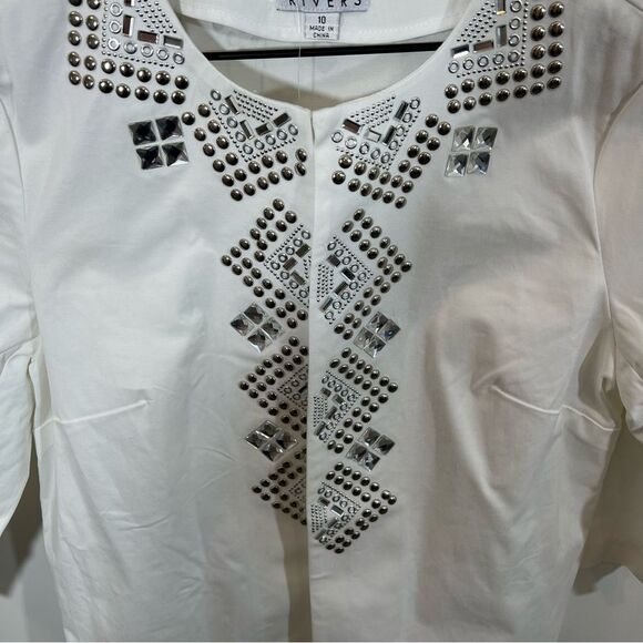 NWT Joan Rivers Geometric Embellished Jacket w/ 3/4 Sleeves | Size 10 - Picture 4 of 10